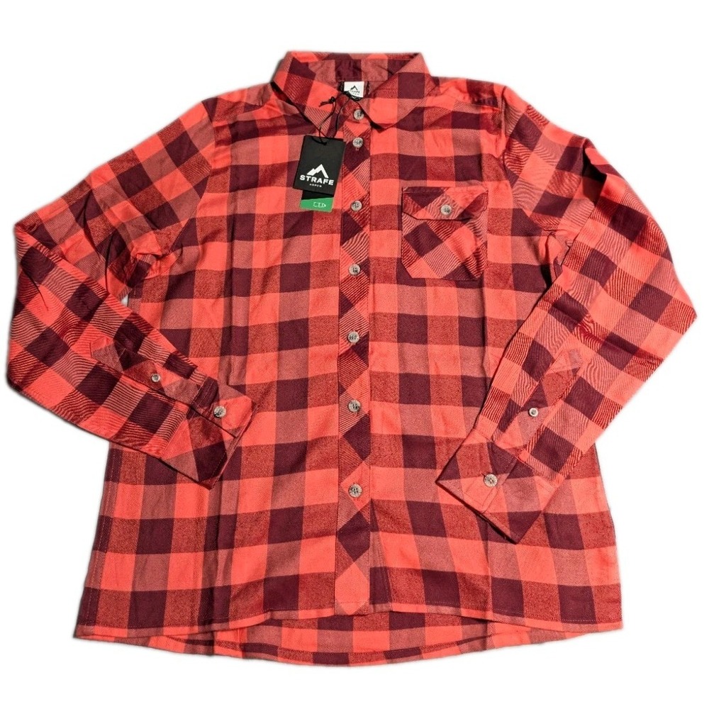 Strafe Durant Flannel Shirt Womens S Sunset Plaid Bamboo Coolmax 220353 NWT